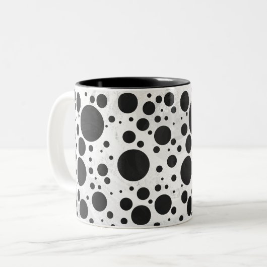 Kohl Black Polka Dot Pattern Tweekleurige Koffiemok (Voorkant links)