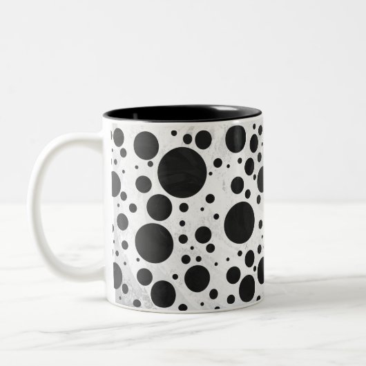 Kohl Black Polka Dot Pattern Tweekleurige Koffiemok (Links)