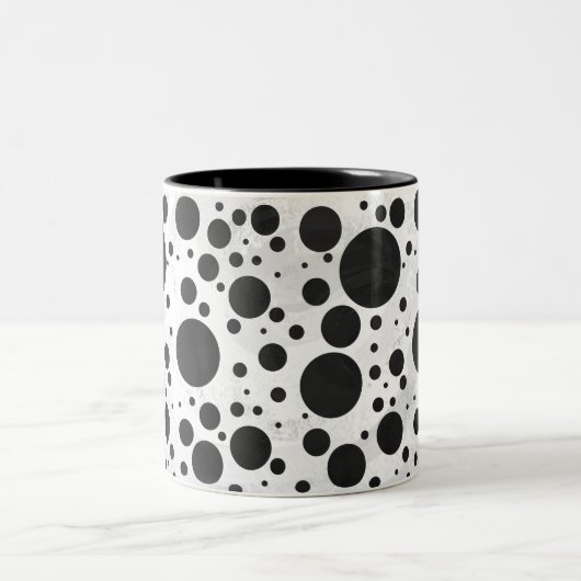 Kohl Black Polka Dot Pattern Tweekleurige Koffiemok (Center)
