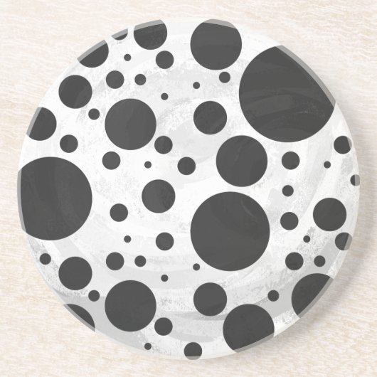 Kohl Black Polka Dot Pattern Zandsteen Onderzetter (Voorkant)
