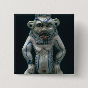 Kohl-pot in de vorm van de god Bes in het nieuwe K Vierkante Button 5,1 Cm