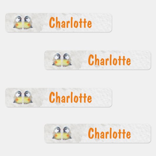 Kohlmeise Aquarell - 96 schmale Kinder Etiketten Labels (Groep)