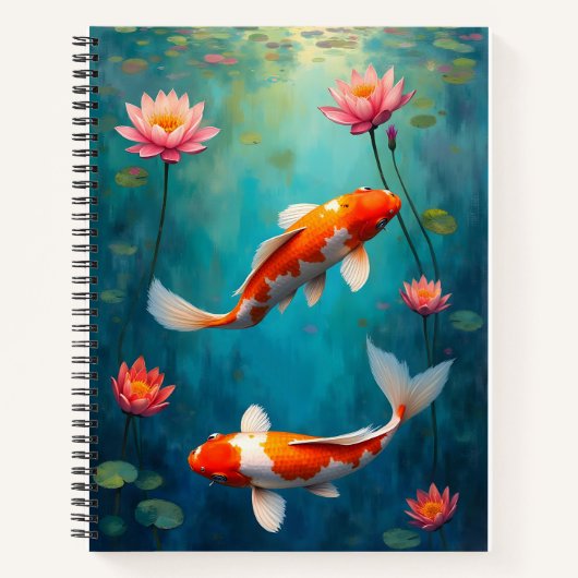 Koi and Waterlilies Pond Notitieboek (Voorkant)