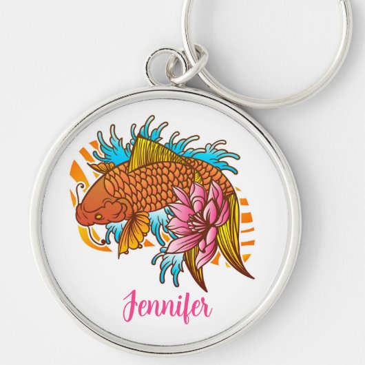 Koi Asian Goldfish Colorful Sleutelhanger, geperso Sleutelhanger (Voorkant)