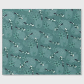 Koi blauwgroen zwart-wit cadeaupapier (Vlak)