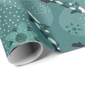 Koi blauwgroen zwart-wit cadeaupapier (Rol Hoek)