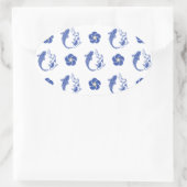 Koi Blossom Crest: Serene Blue Edition Ovale Sticker (Tas)