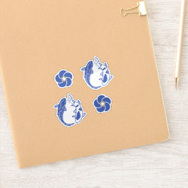 Koi Blossom Crest: Serene Blue Edition Sticker