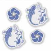 Koi Blossom Crest: Serene Blue Edition Sticker (Voorkant)