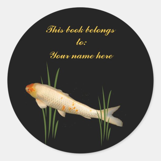 Koi Bookplate Ronde Sticker (Voorkant)