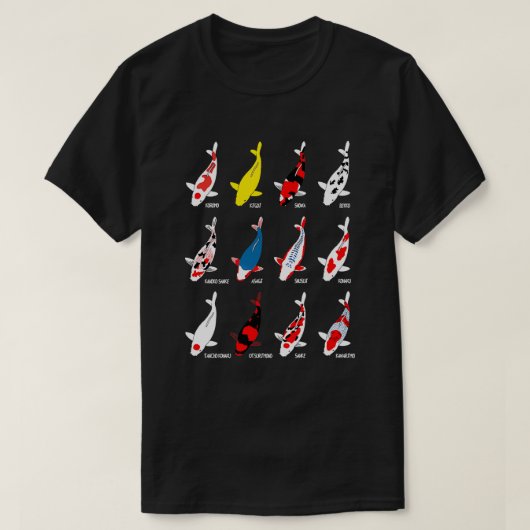 Koi Briet Names Koicarp Koifish Garden Pond Fish T-shirt (Design voorkant)