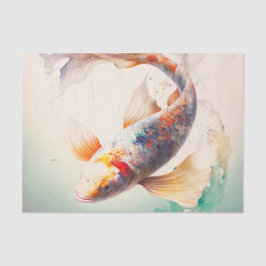 KOI CARP decoratieve vis decoupage papier (Voorkant)