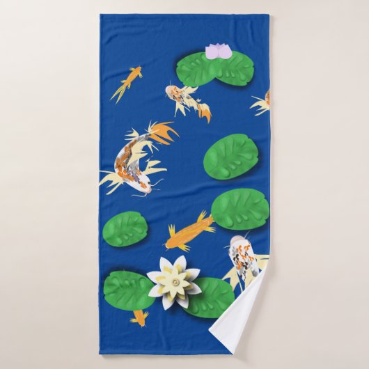 Koi Carp en Water Lily Bad Handdoek (Badhanddoek)