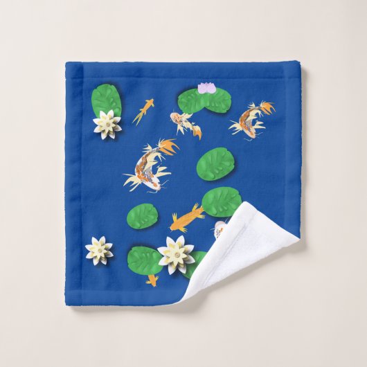 Koi Carp en Water Lily Bad Handdoek (Wasdoekje)