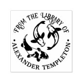 Koi Carp Fish Bibliotheek Boeknaam Zelfinktende Stempel (Design)