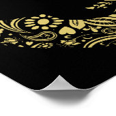 Koi Carp Fish Black Gold Art afdrukken Poster (Hoek)