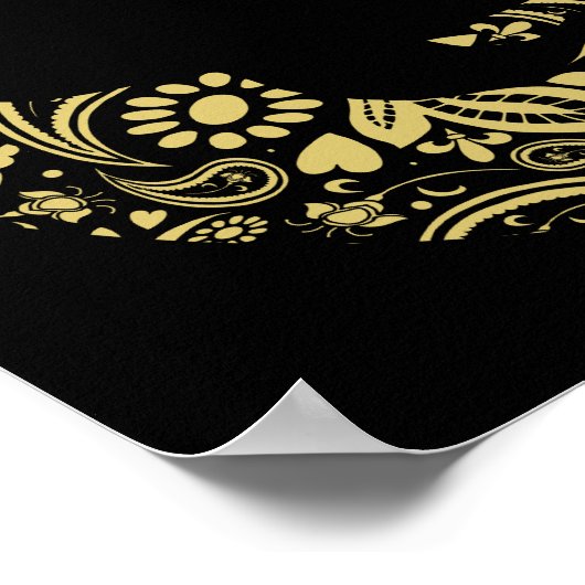 Koi Carp Fish Black Gold Art afdrukken Poster (Hoek)