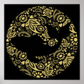 Koi Carp Fish Black Gold Art afdrukken Poster (Voorkant)
