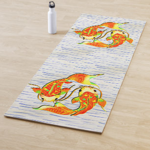 Koi Carp Fish Oranje Green over water op Yogamat
