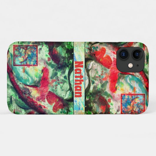 Koi Carp Fish Painting iPhone Case (Achterkant (horizontaal))