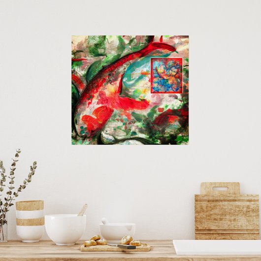 Koi Carp Fish Painting Poster (Keuken)