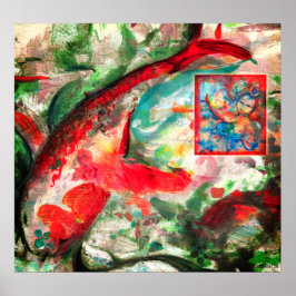 Koi Carp Fish Painting Poster