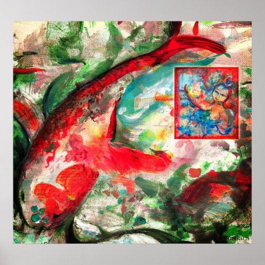 Koi Carp Fish Painting Poster (Voorkant)
