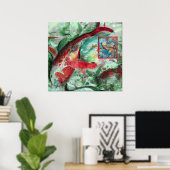 Koi Carp Fish Painting Poster (Thuiskantoor)