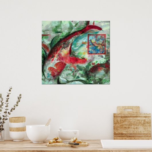 Koi Carp Fish Painting Poster (Keuken)