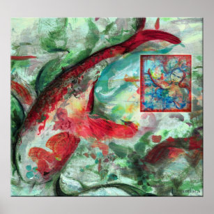 Koi Carp Fish Painting Poster