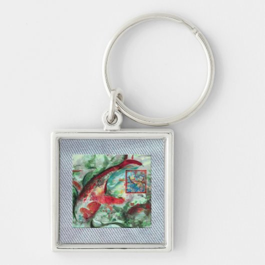 Koi Carp Fish Painting Sleutelhanger (Voorkant)