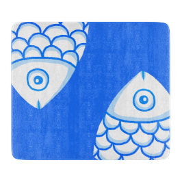 Koi Carp Fishes Blue Abstracte snijplank