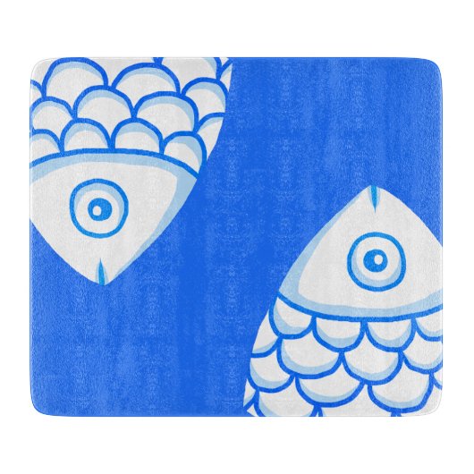 Koi Carp Fishes Blue Abstracte snijplank (Voorkant)