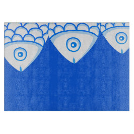 Koi Carp Fishes Blue Abstracte snijplank