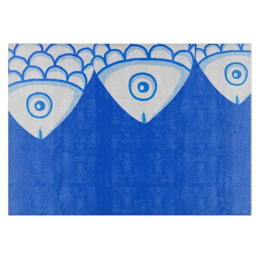 Koi Carp Fishes Blue Abstracte snijplank (Voorkant)