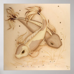 Koi Carp Japans schilderen Kunst afdrukken Poster