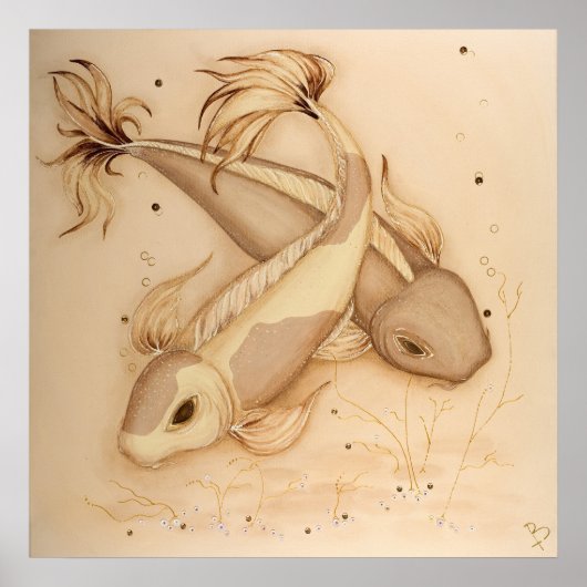 Koi Carp Japans schilderen Kunst afdrukken Poster (Voorkant)