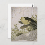 Koi Carp onder de Planten Ryuryukyo Shinsai Art Briefkaart (Voorkant / Achterkant)