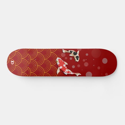 Koi Carp op een rode achtergrond Persoonlijk Skateboard (Horizontaal)