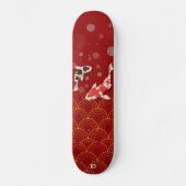 Koi Carp op een rode achtergrond Persoonlijk Skateboard (Voorkant)
