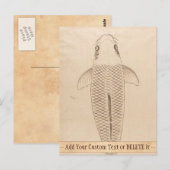  koi carp schilder oude papieren rolkunst briefkaart (Voorkant / Achterkant)