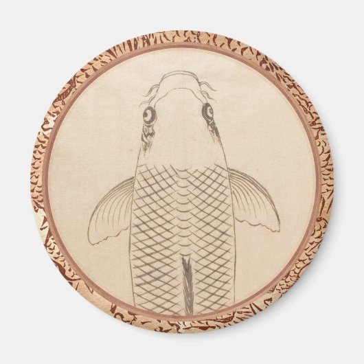 koi carp schilder oude papieren rolkunst magneet (Voorkant)