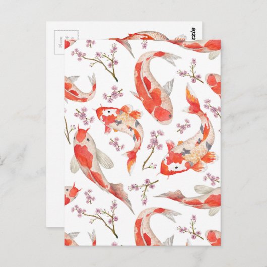 Koi Cherry Blossom Pattern Briefkaart (Voorkant / Achterkant)