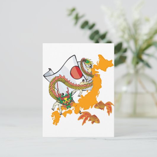 Koi Dragon Briefkaart (Staand voorkant)