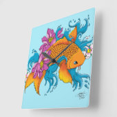 Koi en bloemen vierkante klok (Hoek)