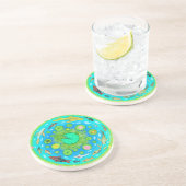 Koi en Goldfish Circular Pond Zandsteen Onderzetter (Zijkant)