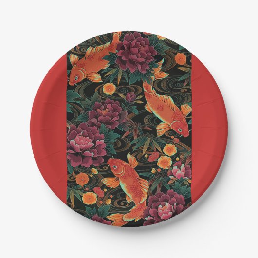 Koi en Peonies Paper Bord (Voorkant)