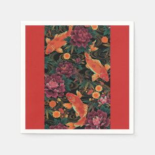Koi en Peonies Paper Napkin Servet