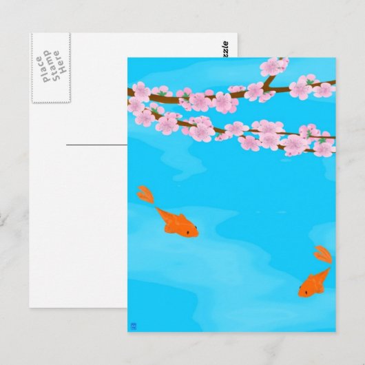 Koi en Sakura-Briefkaart Briefkaart (Voorkant / Achterkant)