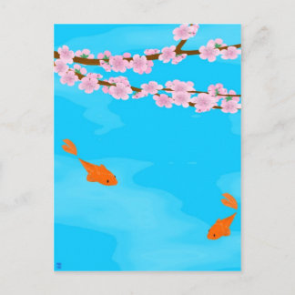 Koi en Sakura-Briefkaart Briefkaart